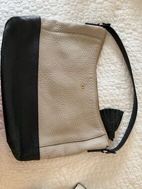 kate spade Two-Tone Black and Cream Pebbled Leather Shoulder Bag